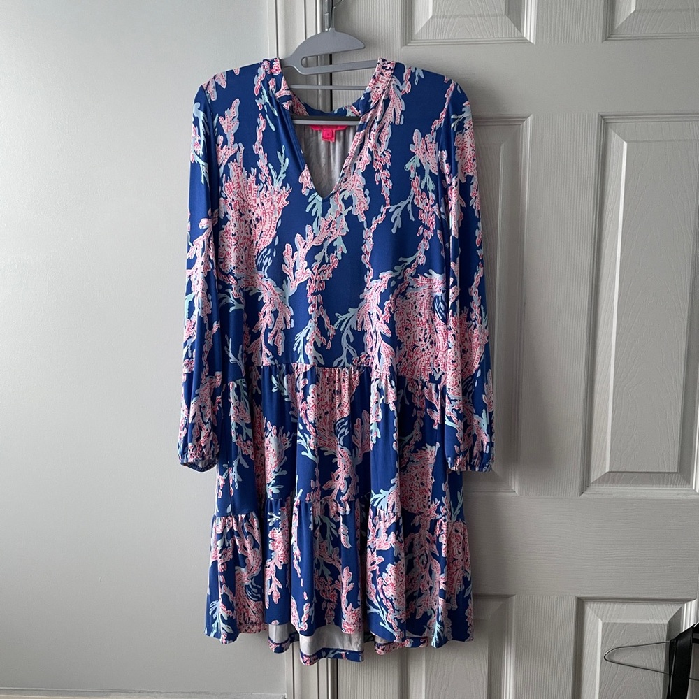 Lilly Pulitzer Small Traci Dress Borealis Blue “Swim On Over”